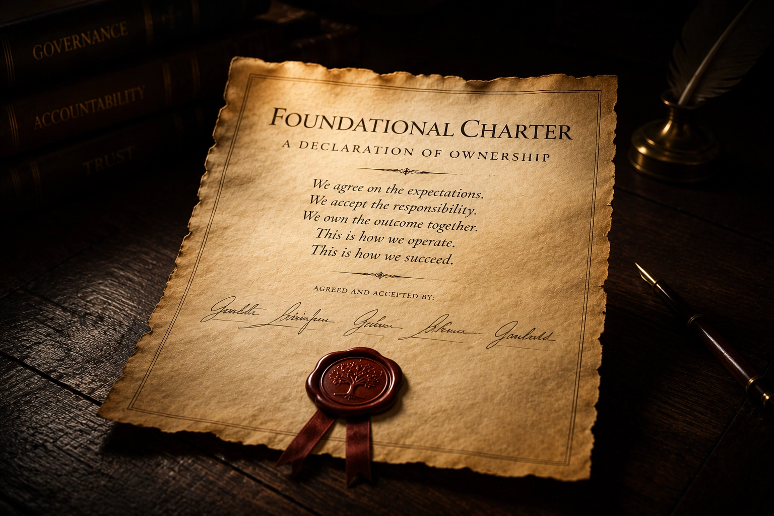 A small formal document presented as a symbol of major organisational consequence