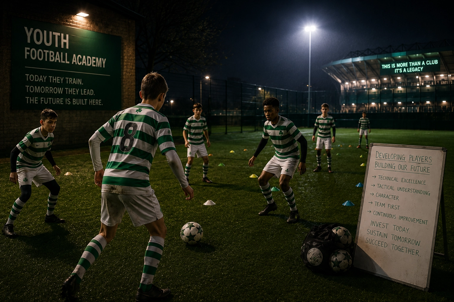 Young football players developing future team capability through a youth academy